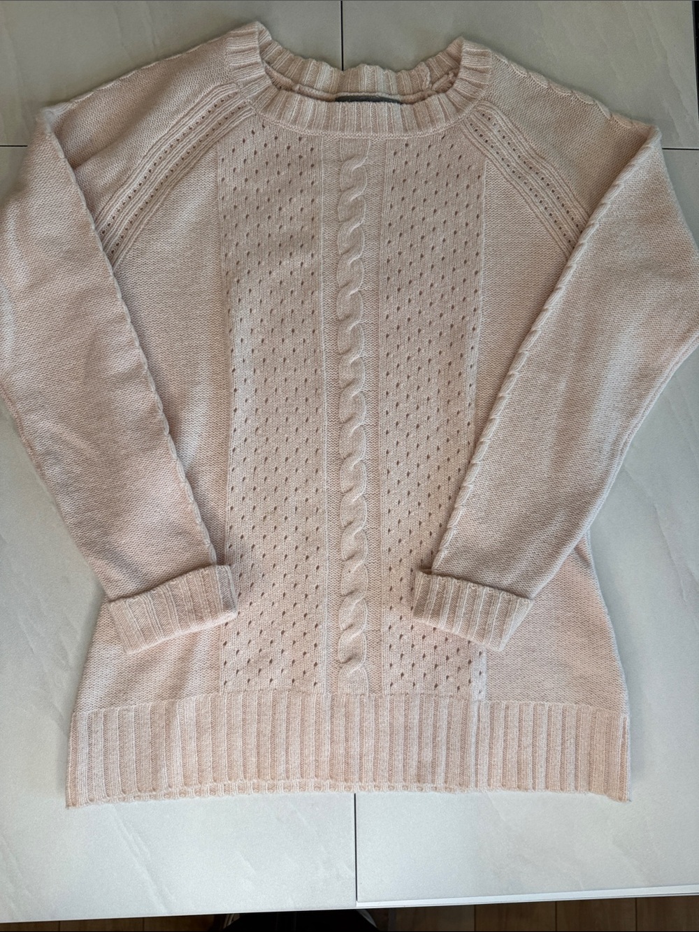 Smartwool Light Pink Cable Knit Crewneck Sweater